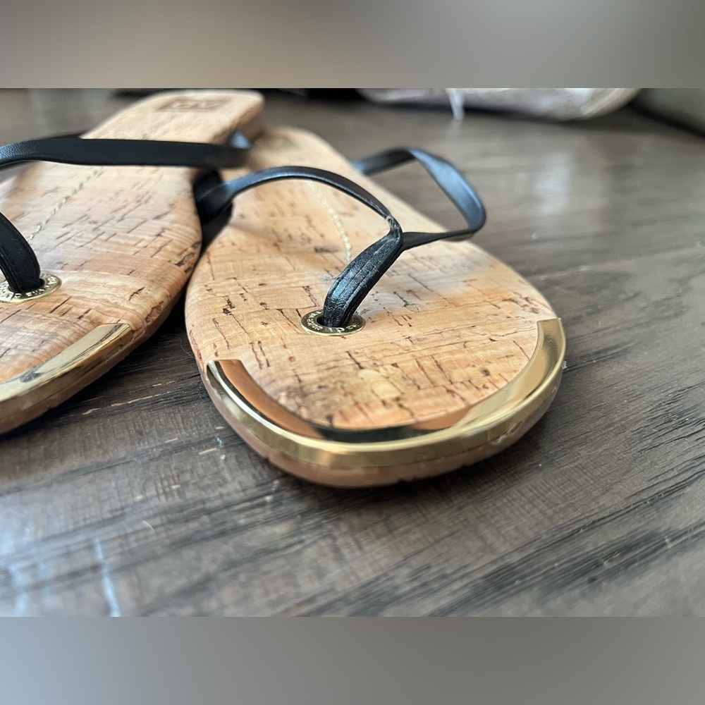 Dolce Vita Cork Flip Flop Sandals with Black Straps - Picture 4 of 7